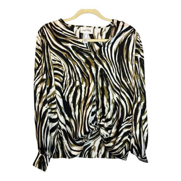 Joseph Ribkoff Blouse Women's Size US 10 UK 12 Animal Print Front Tie Office - Picture 1 of 3